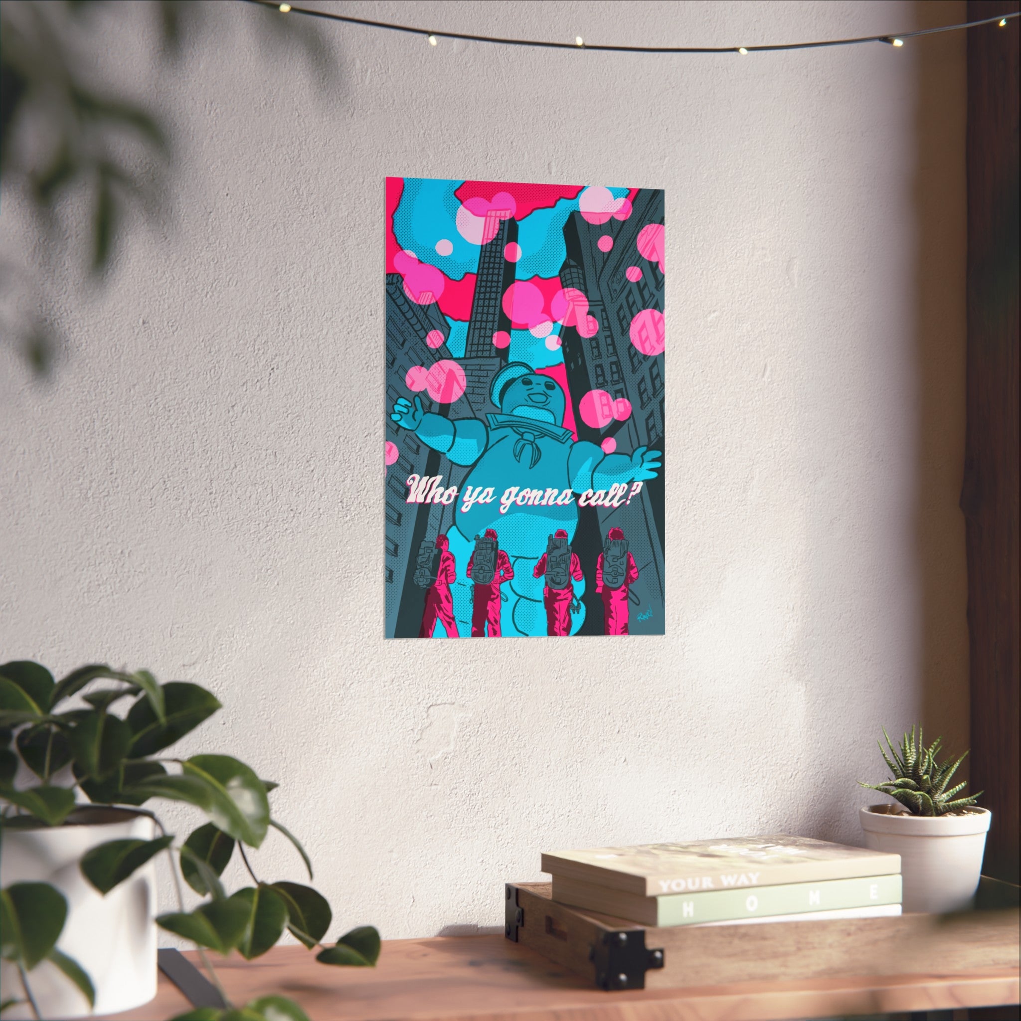 Retro Ghostbusters Fine Art Poster — "Who ya gonna call?" Neon Pop Art Print