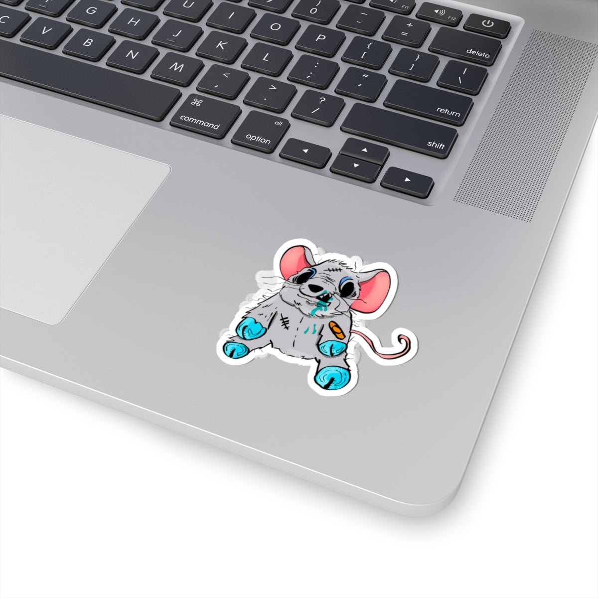 Zombie Stuffy Mouse Sticker – Kiss-Cut Horror Bear Decal for Laptops & Skateboards
