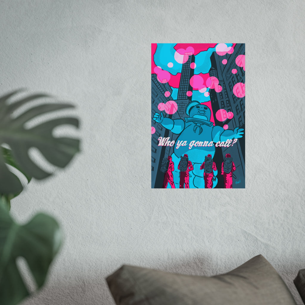 Retro Ghostbusters Fine Art Poster — "Who ya gonna call?" Neon Pop Art Print