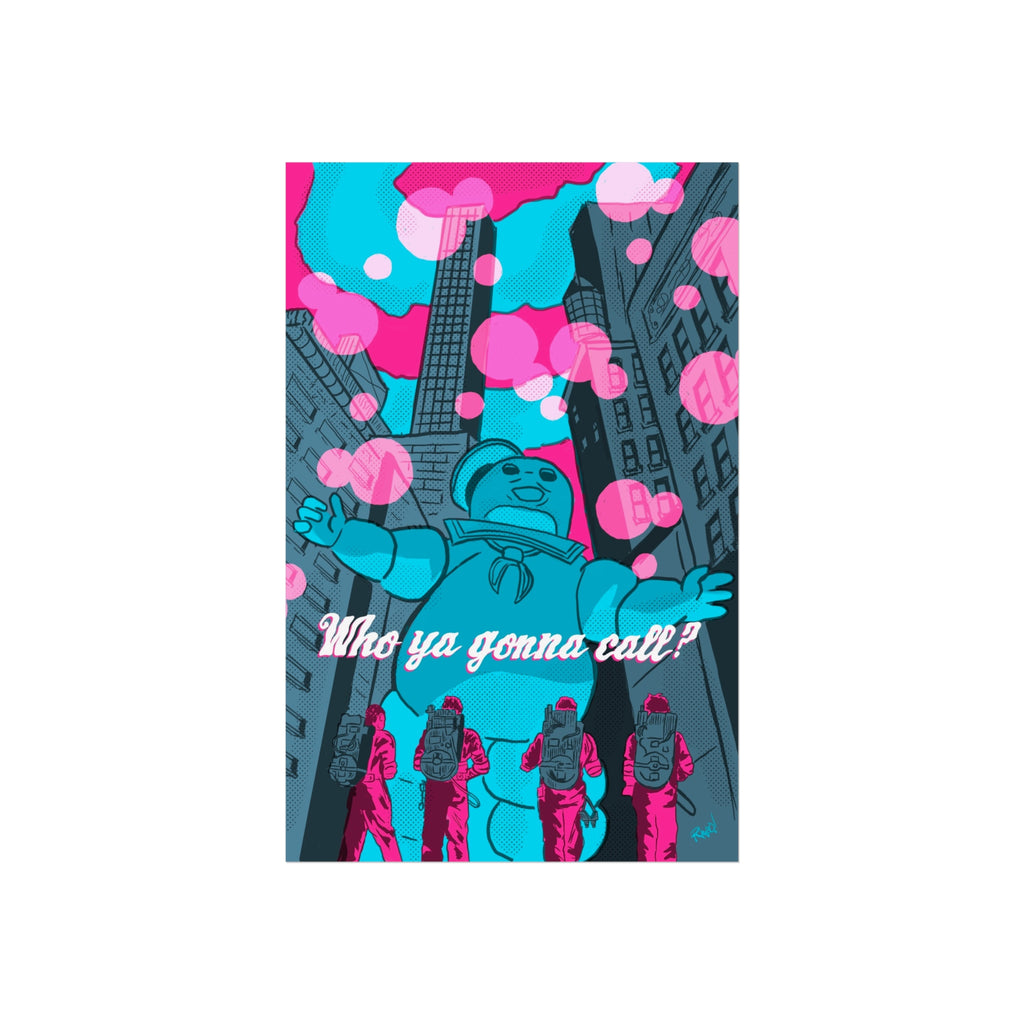 Retro Ghostbusters Fine Art Poster — "Who ya gonna call?" Neon Pop Art Print