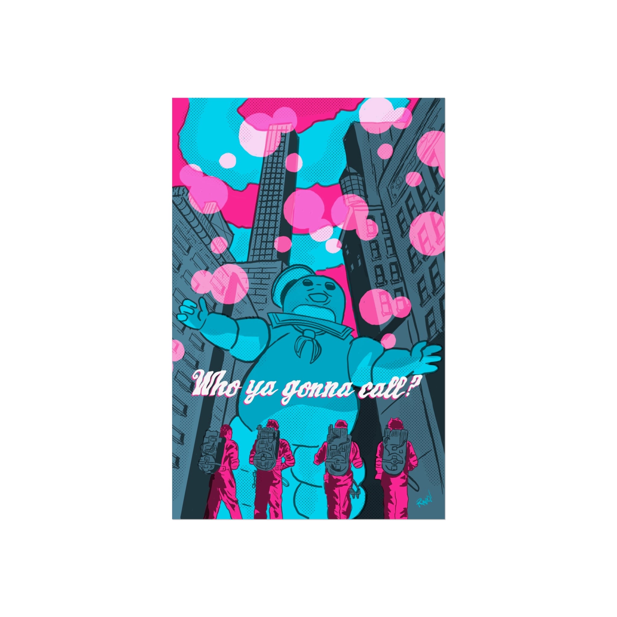 Retro Ghostbusters Fine Art Poster — "Who ya gonna call?" Neon Pop Art Print