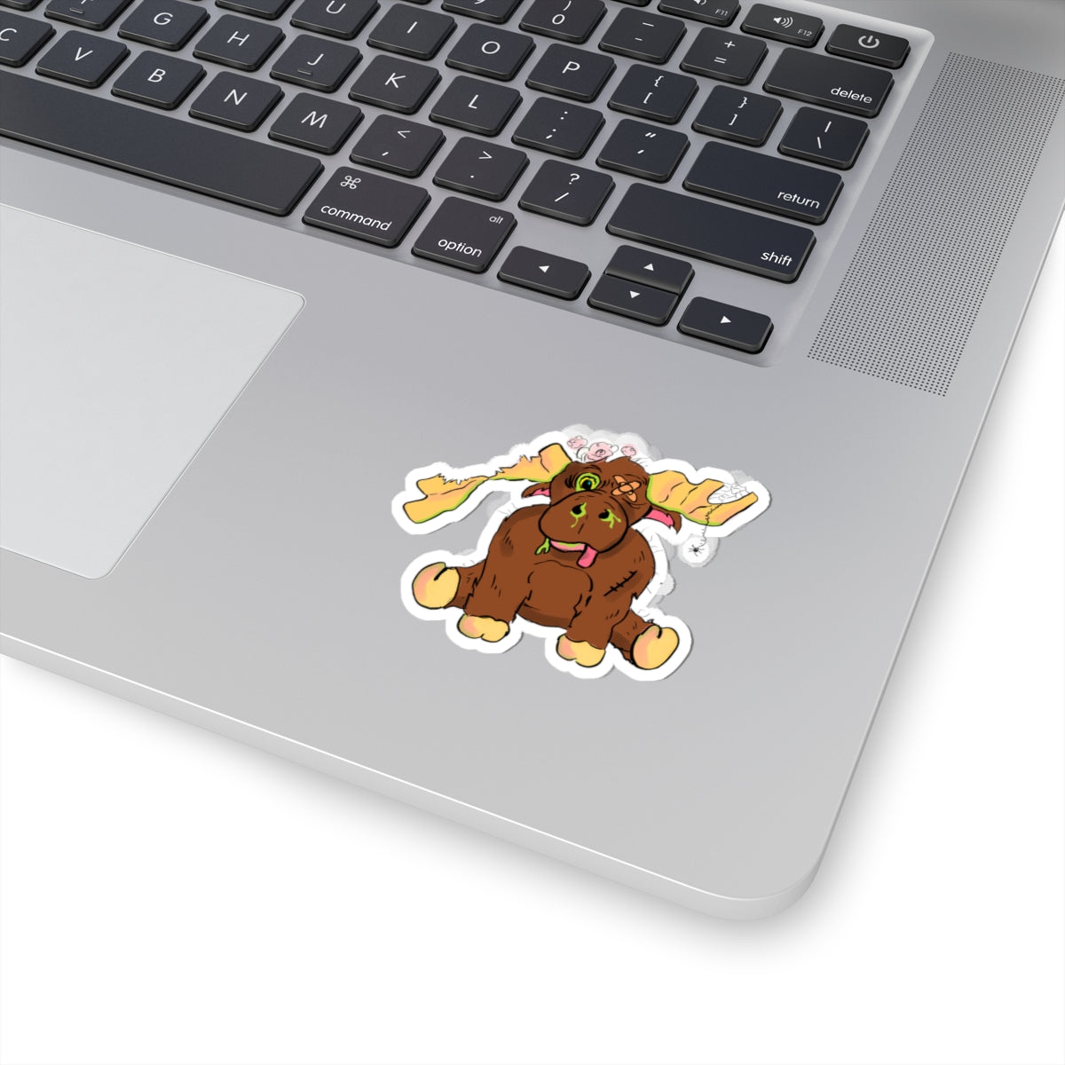 Zombie Stuffy Moose Sticker – Kiss-Cut Horror Bear Decal for Laptops & Skateboards
