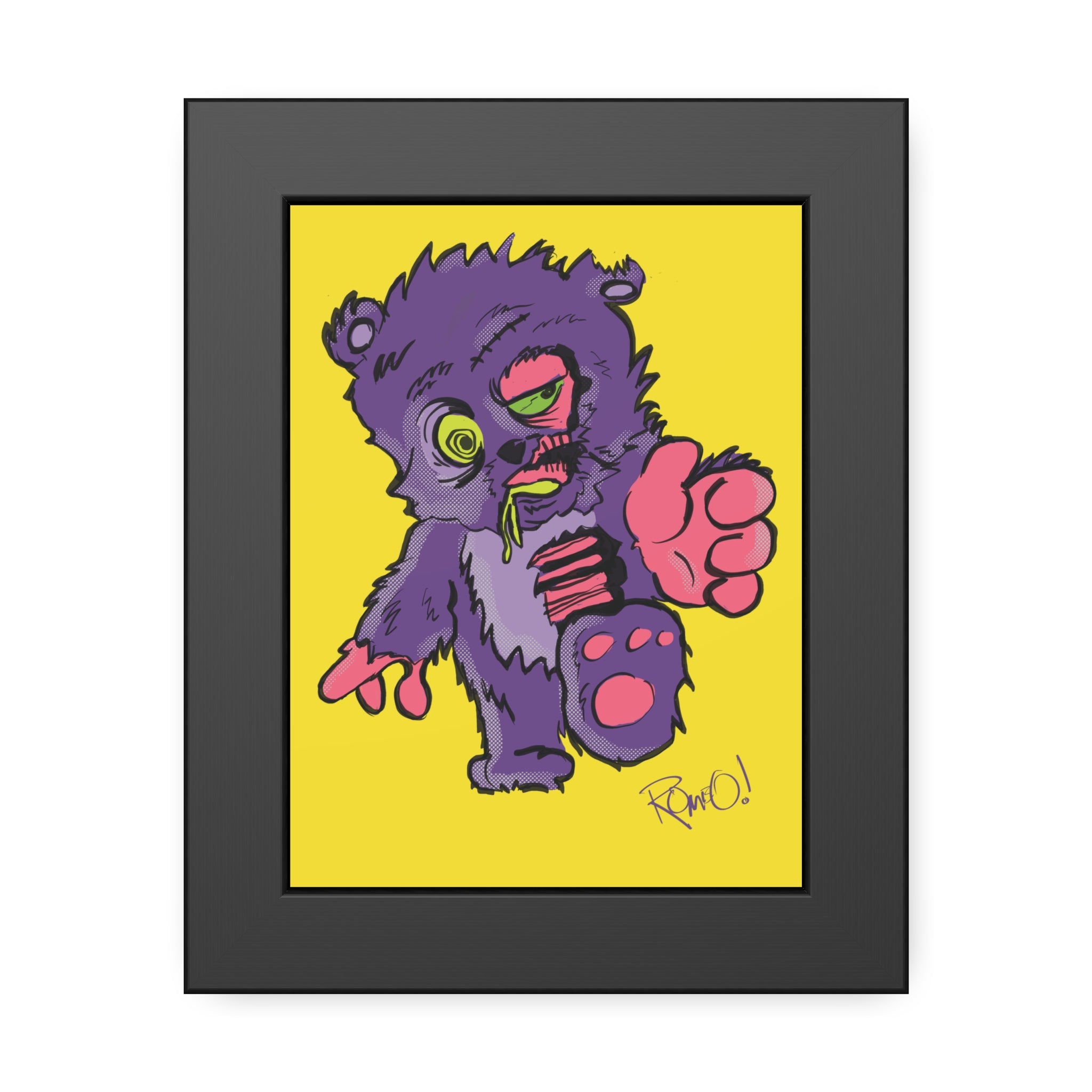 Zombie Stuffy Teddy Framed Poster — Cute Creepy Wall Art for Kids’ Rooms & Halloween Decor