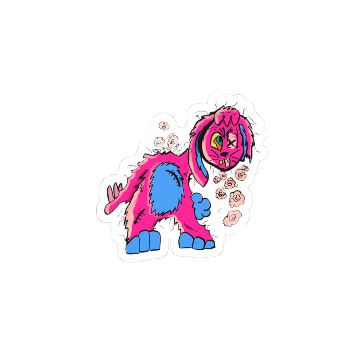 Zombie Stuffy Pink Punk Bunny Sticker — Cute Grunge Laptop Kiss-Cut Sticker