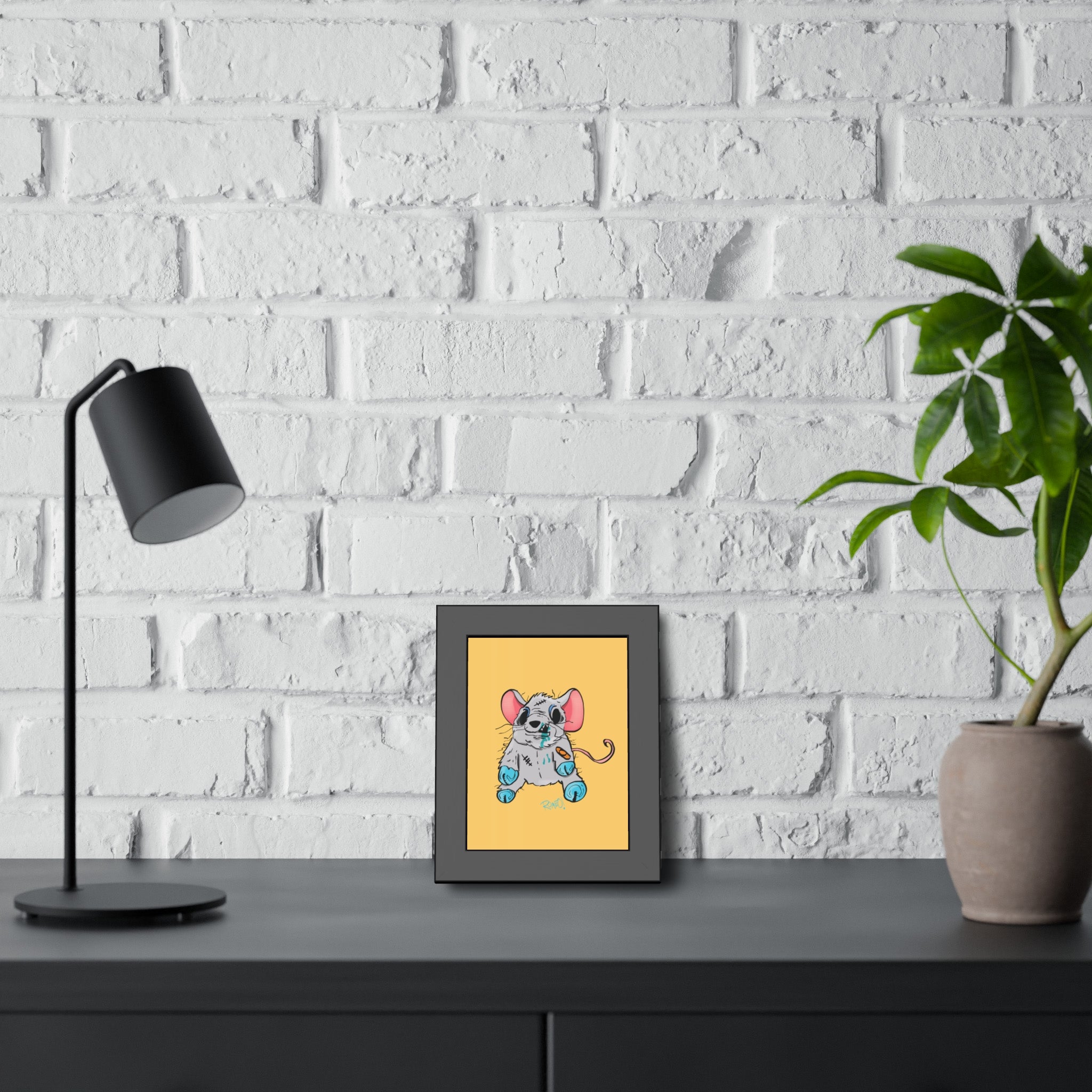 Zombie Stuffy Mouse Framed Poster — Cute Creepy Wall Art for Kids’ Rooms & Halloween Decor