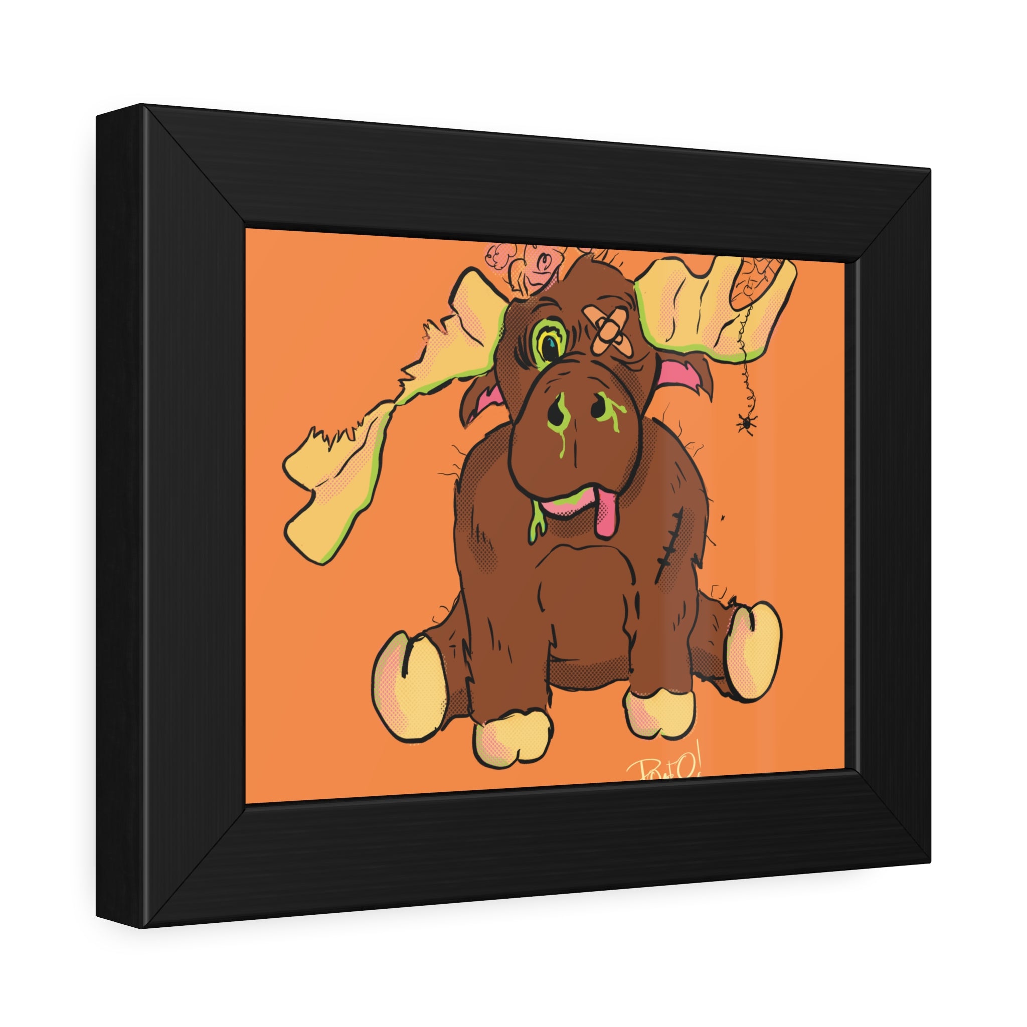 Zombie Stuffy Moose Framed Poster — Cute Creepy Wall Art for Kids’ Rooms & Halloween Decor