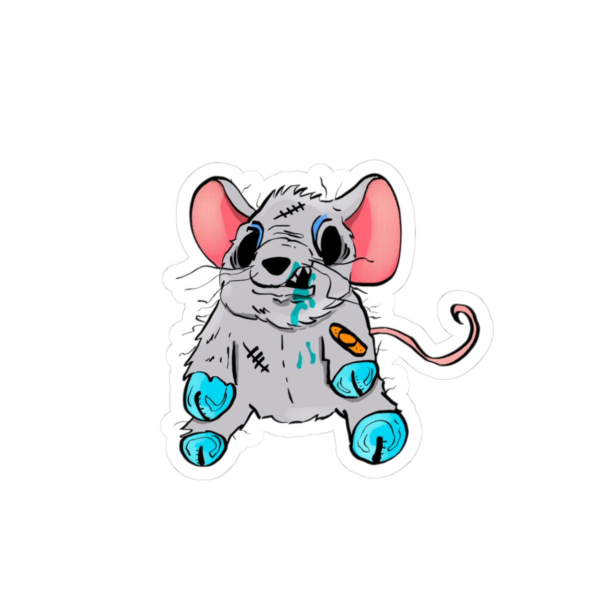 Zombie Stuffy Mouse Sticker – Kiss-Cut Horror Bear Decal for Laptops & Skateboards