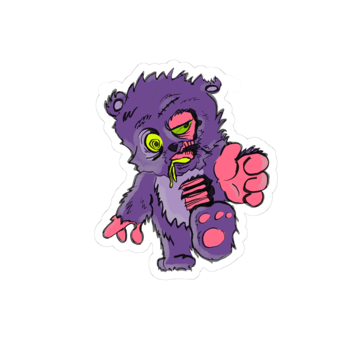 Zombie Stuffy Teddy Sticker – Kiss-Cut Horror Bear Decal for Laptops & Skateboards