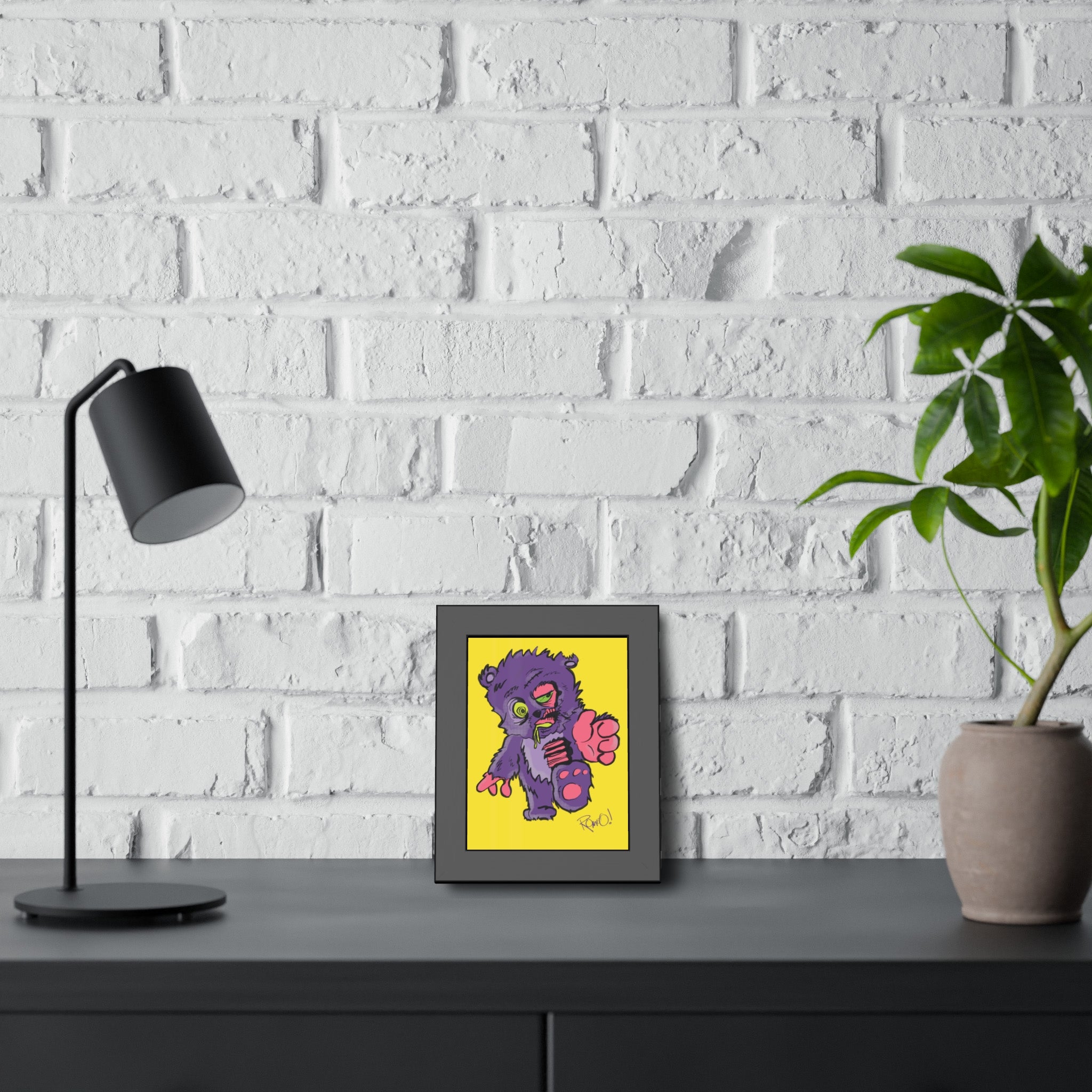 Zombie Stuffy Teddy Framed Poster — Cute Creepy Wall Art for Kids’ Rooms & Halloween Decor