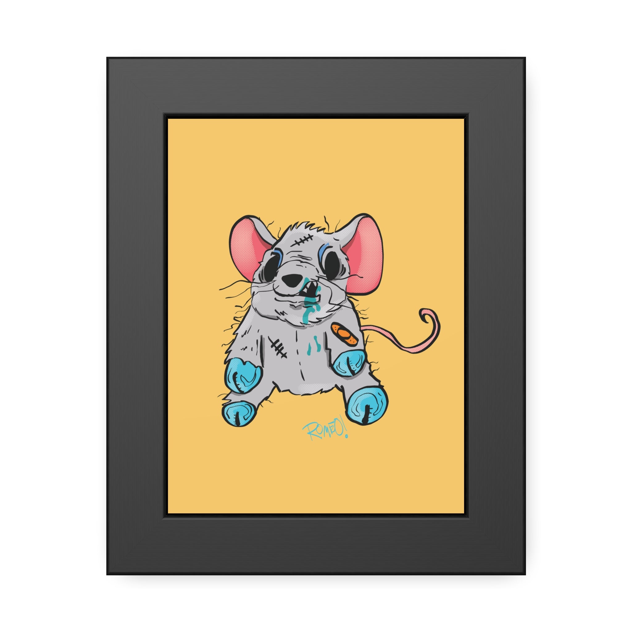Zombie Stuffy Mouse Framed Poster — Cute Creepy Wall Art for Kids’ Rooms & Halloween Decor