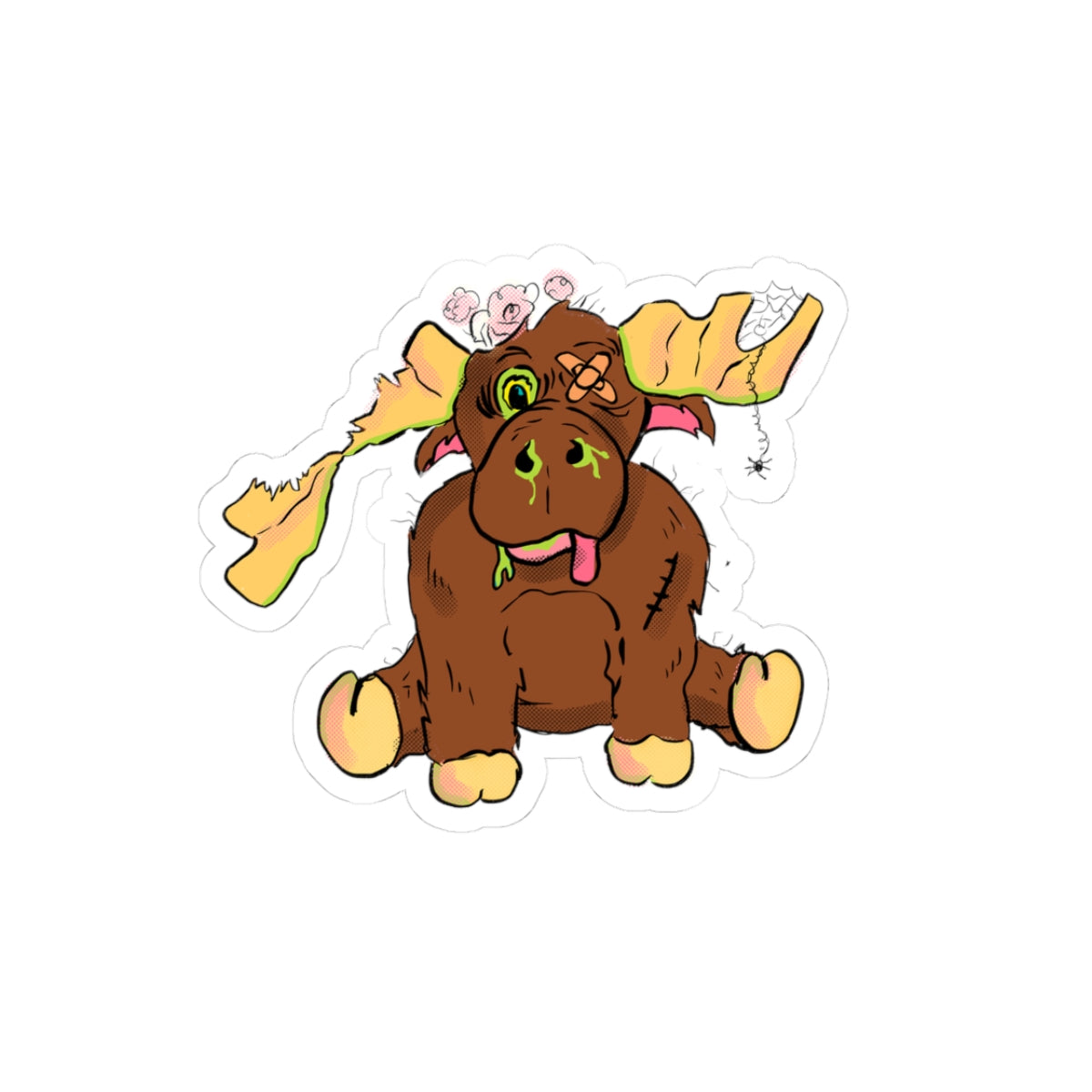 Zombie Stuffy Moose Sticker – Kiss-Cut Horror Bear Decal for Laptops & Skateboards